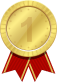 Gold medal with ribbon